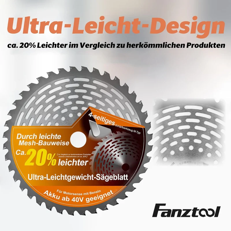 FANZTOOL 23 cm Kreissägeblatt-Set mit Zahnschutz für Freischneider – Ersatzmesser für Akku- und Benzin-Rasentrimmer sowie Freischneider