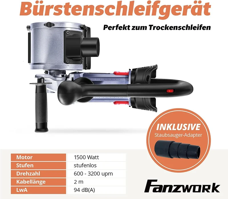 Gebraucht - 25 FANZWORK V2 1500 Watt Satiniermaschine Schleifmaschine zur Renovierung FZ-7301B