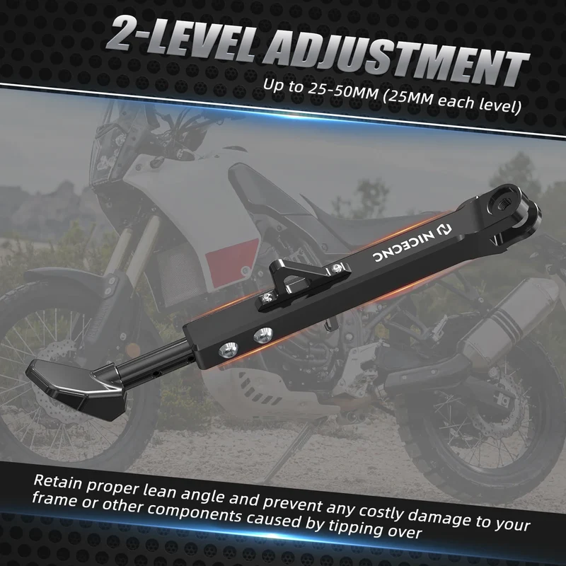 Motorcycle CNC Adjustable Foot Side Stand Kickstand for Yamaha Tenere 700 2019-2024 T700 Tenere700 Rally Edition 2020-2024