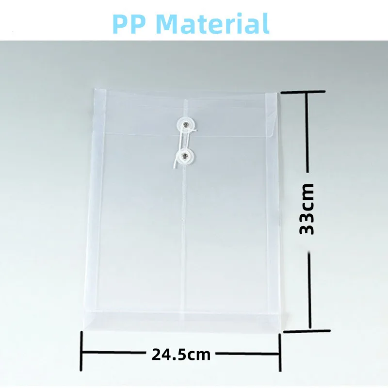 A4 10PCS Document Bag Transparent Plastic File Thickened Waterproof Vertical Rope Wrapped