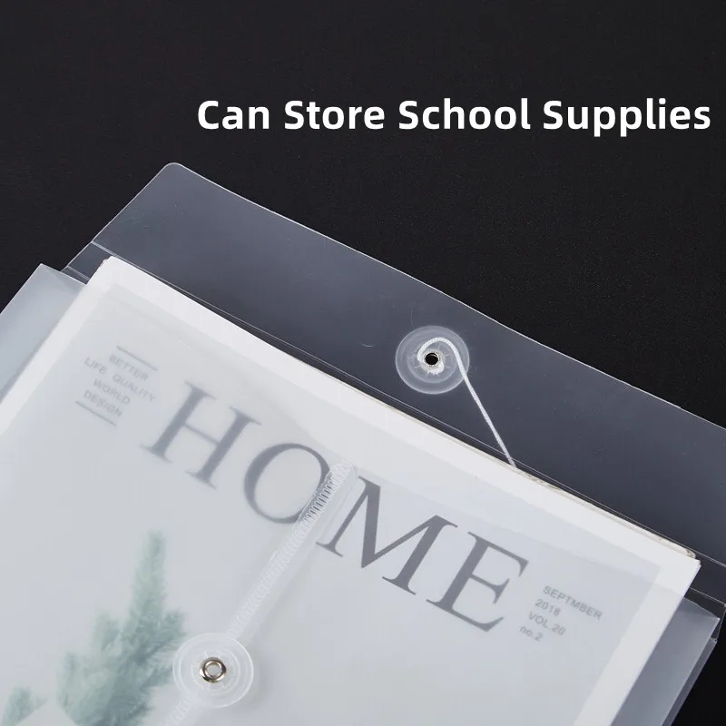 A4 10PCS Document Bag Transparent Plastic File Thickened Waterproof Vertical Rope Wrapped