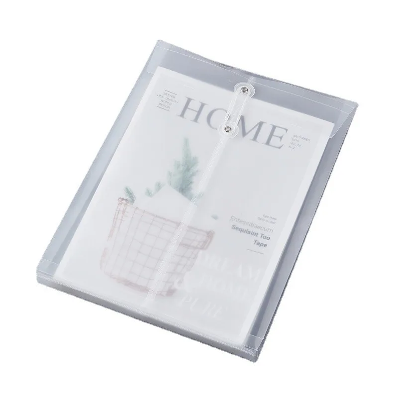 A4 10PCS Document Bag Transparent Plastic File Thickened Waterproof Vertical Rope Wrapped