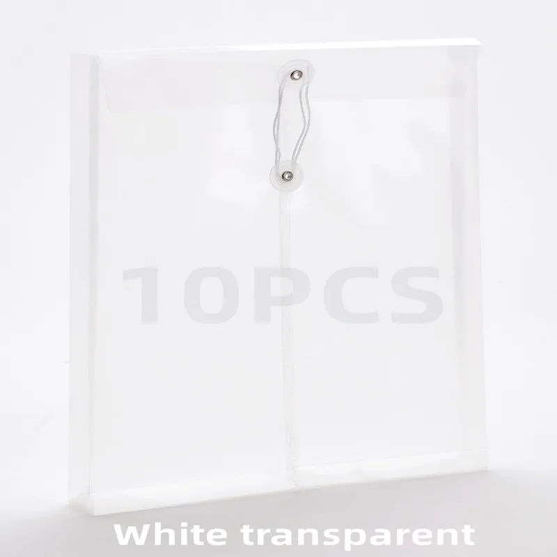 A4 10PCS Document Bag Transparent Plastic File Thickened Waterproof Vertical Rope Wrapped