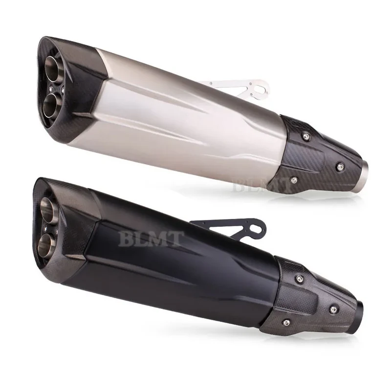51mm Universal Carbon Fiber Motorcycle Double Holes Exhaust Pipe Escape Muffler For BMW F750GS F850GS S1000RR YZF R1 R3