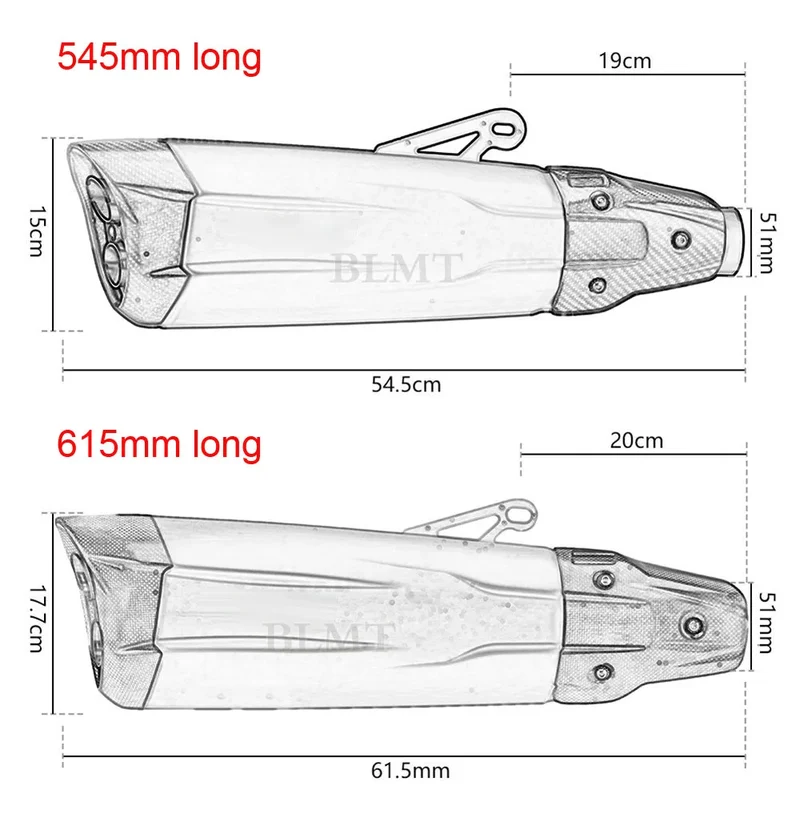 51mm Universal Carbon Fiber Motorcycle Double Holes Exhaust Pipe Escape Muffler For BMW F750GS F850GS S1000RR YZF R1 R3