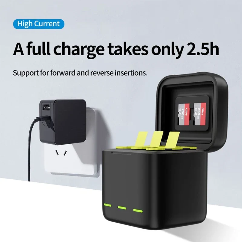 Enduro Rechargeable Battery 1720mAh for Gopro HERO12 HERO11 HERO10 Black Optional TELESIN Charger Box for Gopro