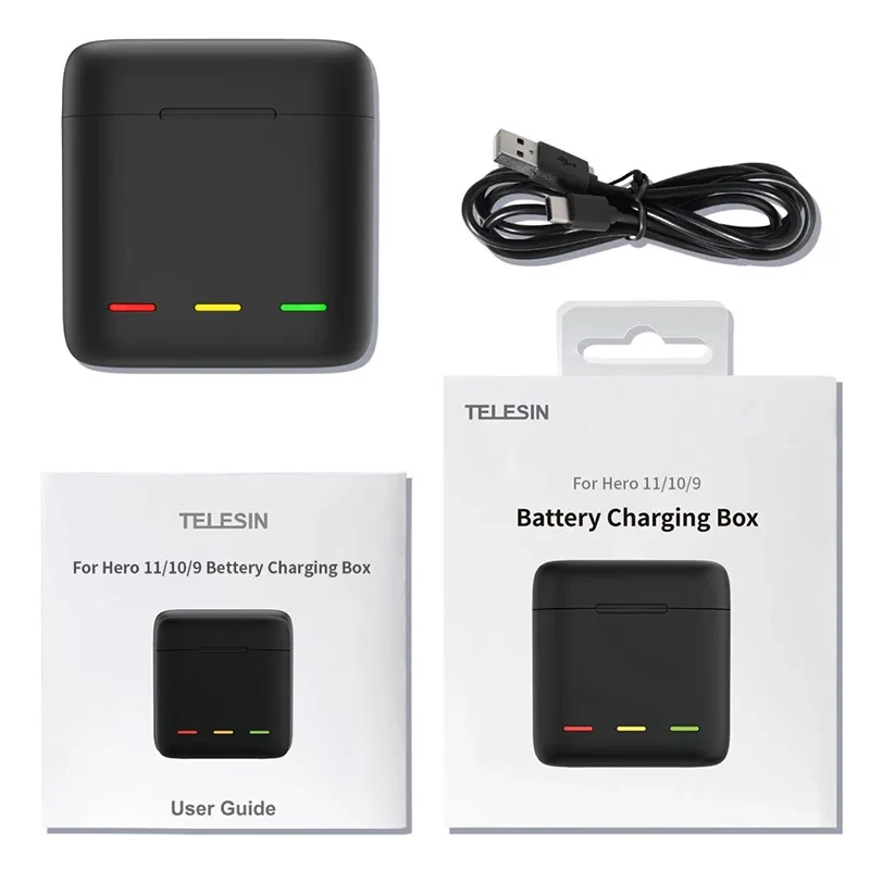 Enduro Rechargeable Battery 1720mAh for Gopro HERO12 HERO11 HERO10 Black Optional TELESIN Charger Box for Gopro