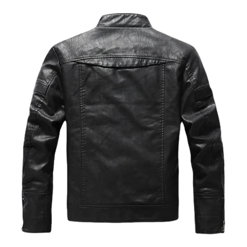 Autumn Winter Fashion Leather Jacket Men Motorcycle Slim Fleece Jackets Coat Male vintage Casual Motor Biker Faux Leather Jacket