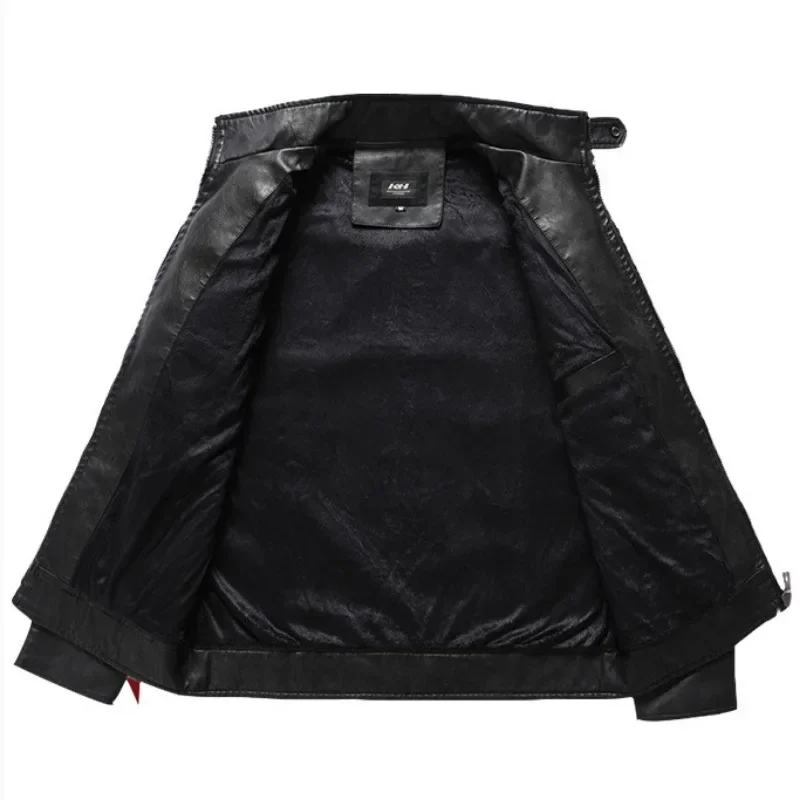 Autumn Winter Fashion Leather Jacket Men Motorcycle Slim Fleece Jackets Coat Male vintage Casual Motor Biker Faux Leather Jacket