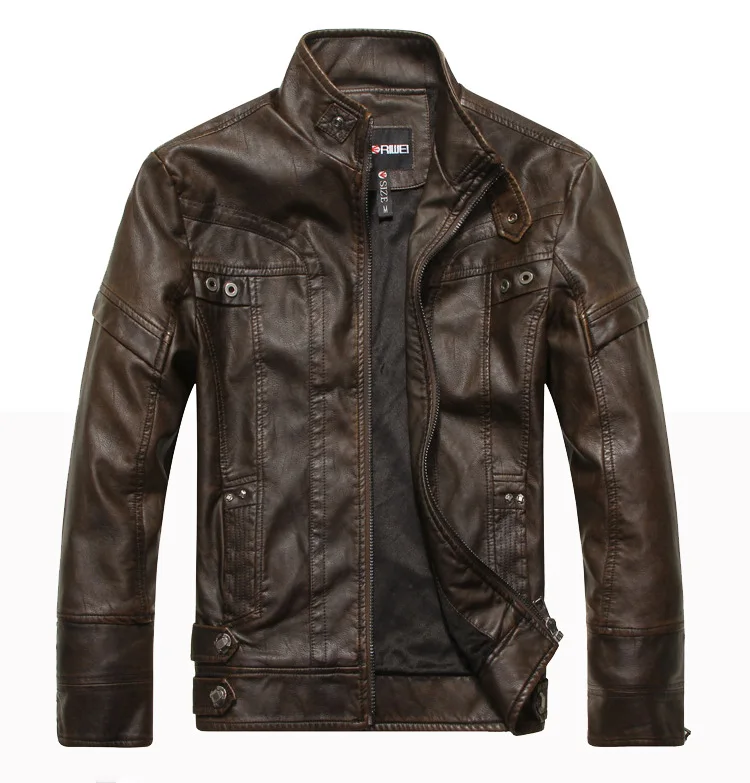 Autumn Winter Fashion Leather Jacket Men Motorcycle Slim Fleece Jackets Coat Male vintage Casual Motor Biker Faux Leather Jacket