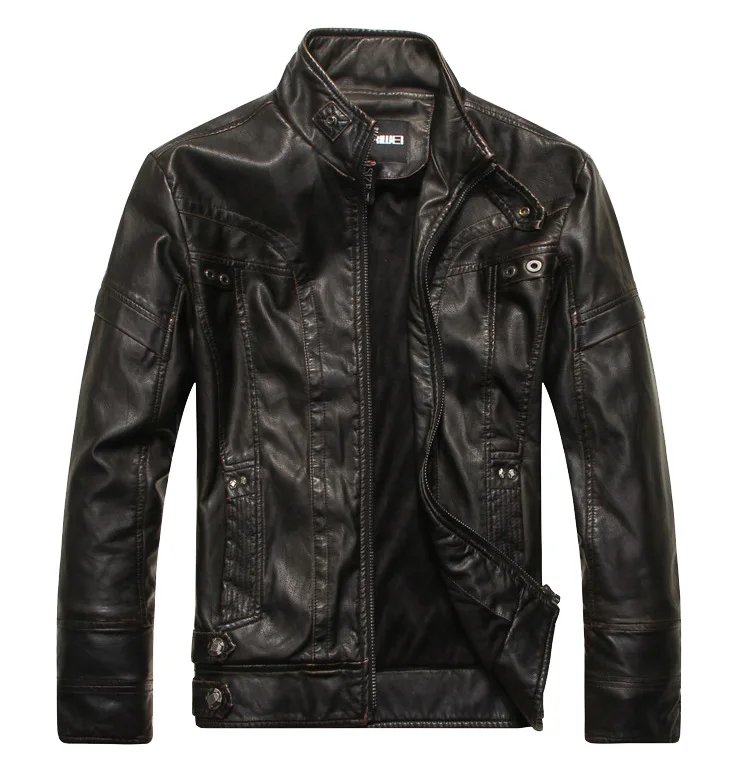 Autumn Winter Fashion Leather Jacket Men Motorcycle Slim Fleece Jackets Coat Male vintage Casual Motor Biker Faux Leather Jacket