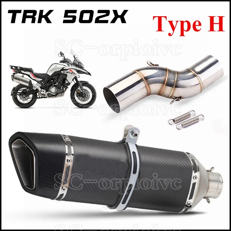 TRK502X Slip-on Exhaust Muffler Carbon Fiber Escape Moto Modified Middle link Pipe For Benelli TRK 502 X TRK 502X 2018 - 2021