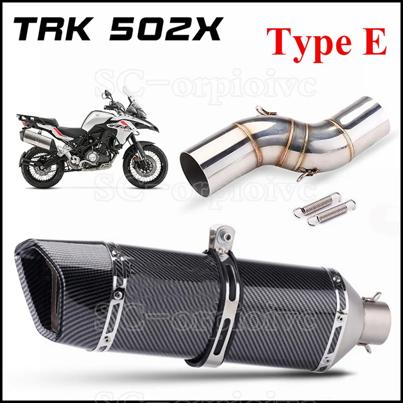 TRK502X Slip-on Exhaust Muffler Carbon Fiber Escape Moto Modified Middle link Pipe For Benelli TRK 502 X TRK 502X 2018 - 2021