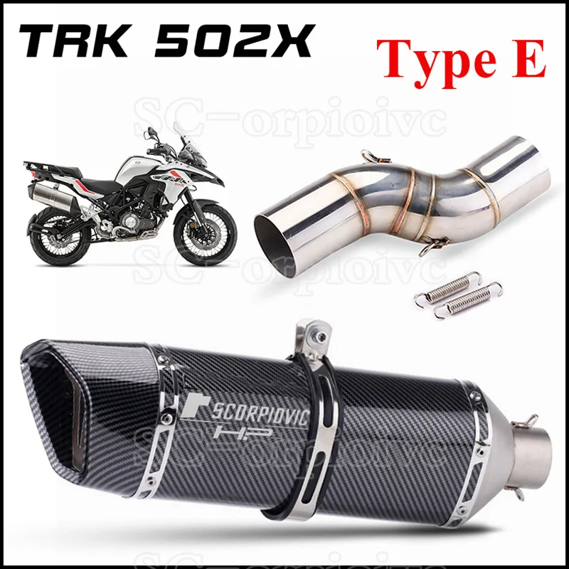 TRK502X Slip-on Exhaust Muffler Carbon Fiber Escape Moto Modified Middle link Pipe For Benelli TRK 502 X TRK 502X 2018 - 2021