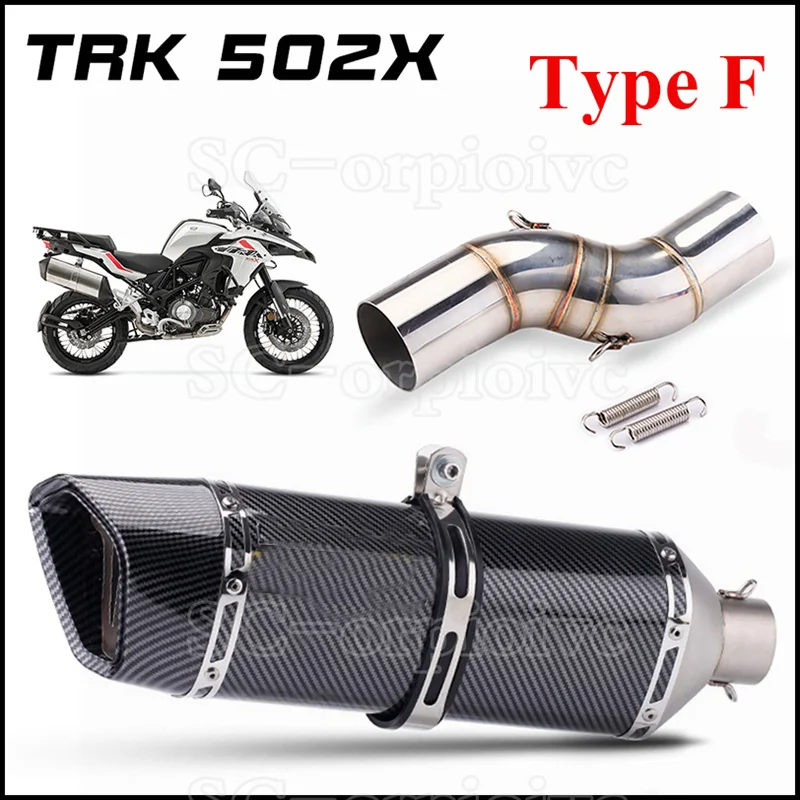 TRK502X Slip-on Exhaust Muffler Carbon Fiber Escape Moto Modified Middle link Pipe For Benelli TRK 502 X TRK 502X 2018 - 2021