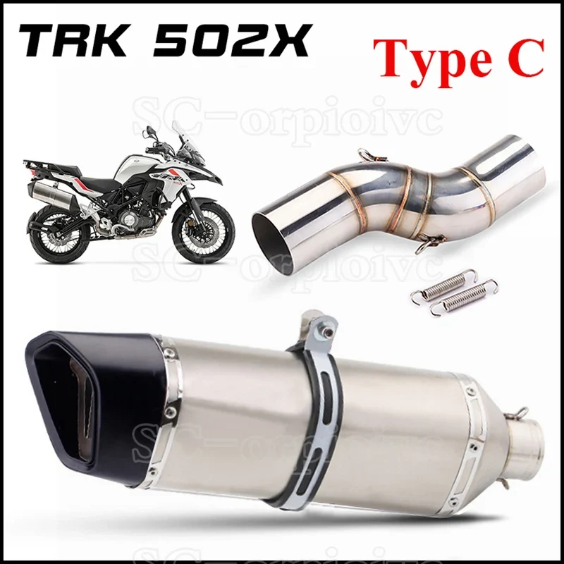 TRK502X Slip-on Exhaust Muffler Carbon Fiber Escape Moto Modified Middle link Pipe For Benelli TRK 502 X TRK 502X 2018 - 2021