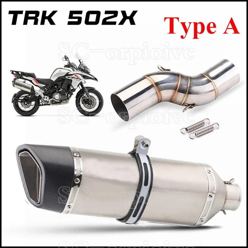 TRK502X Slip-on Exhaust Muffler Carbon Fiber Escape Moto Modified Middle link Pipe For Benelli TRK 502 X TRK 502X 2018 - 2021