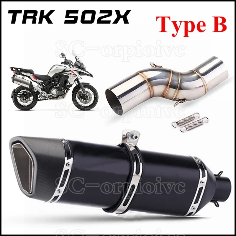TRK502X Slip-on Exhaust Muffler Carbon Fiber Escape Moto Modified Middle link Pipe For Benelli TRK 502 X TRK 502X 2018 - 2021