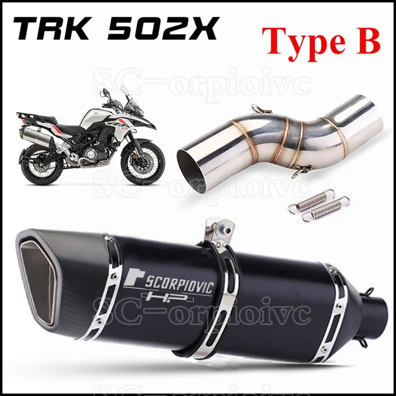 TRK502X Slip-on Exhaust Muffler Carbon Fiber Escape Moto Modified Middle link Pipe For Benelli TRK 502 X TRK 502X 2018 - 2021