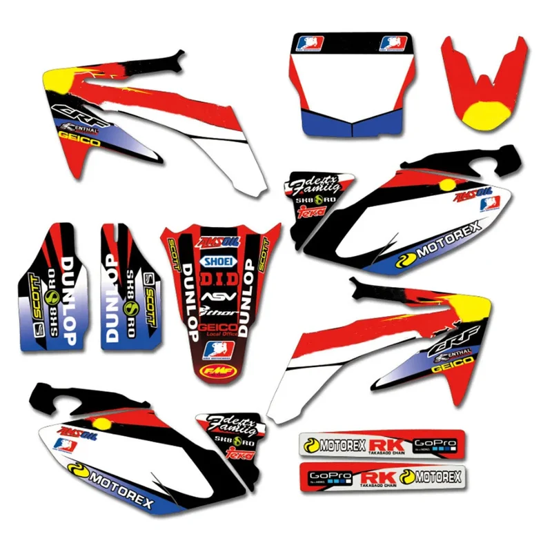 Customized For Honda 250 CRF 2009-04 GRAPHICS Stickers Emblem Decals Kits For Honda CRF250R CRF250 2004 2005 2006 2007 2008 2009