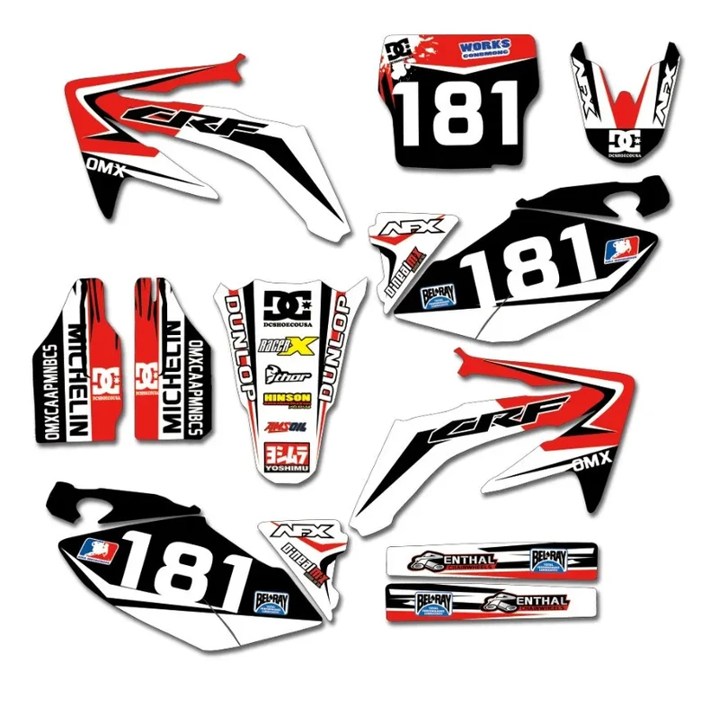 Customized For Honda 250 CRF 2009-04 GRAPHICS Stickers Emblem Decals Kits For Honda CRF250R CRF250 2004 2005 2006 2007 2008 2009