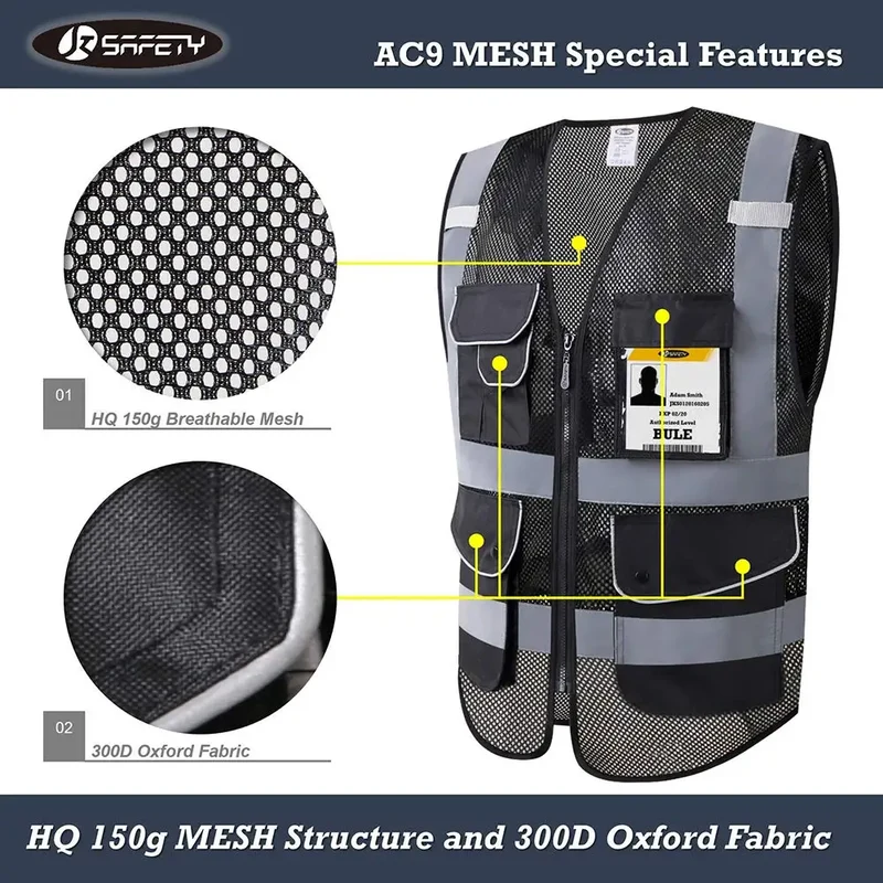 High Visibility Signal Vest Work Safety Jacket Reflective Safety Vest To Work For Men Luminous Vest Fluorescent
