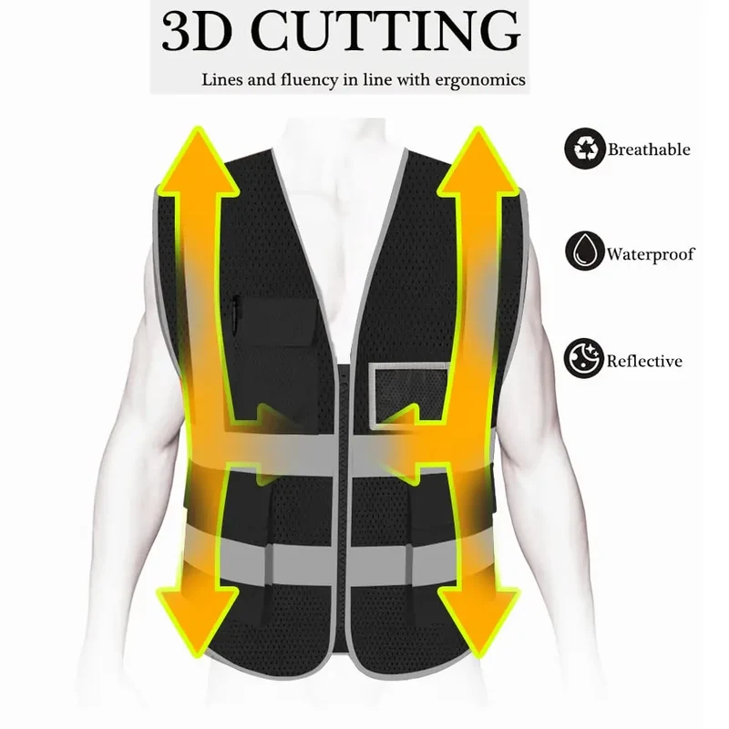 High Visibility Signal Vest Work Safety Jacket Reflective Safety Vest To Work For Men Luminous Vest Fluorescent