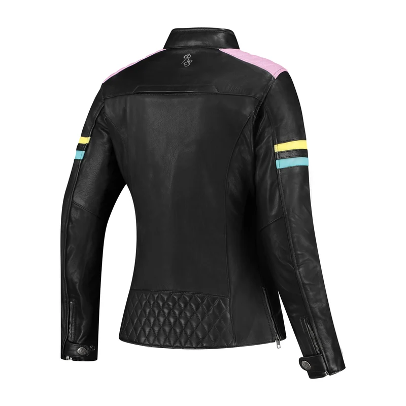Blouson de moto femme AA - Jack Joyce V2 noir et pastel