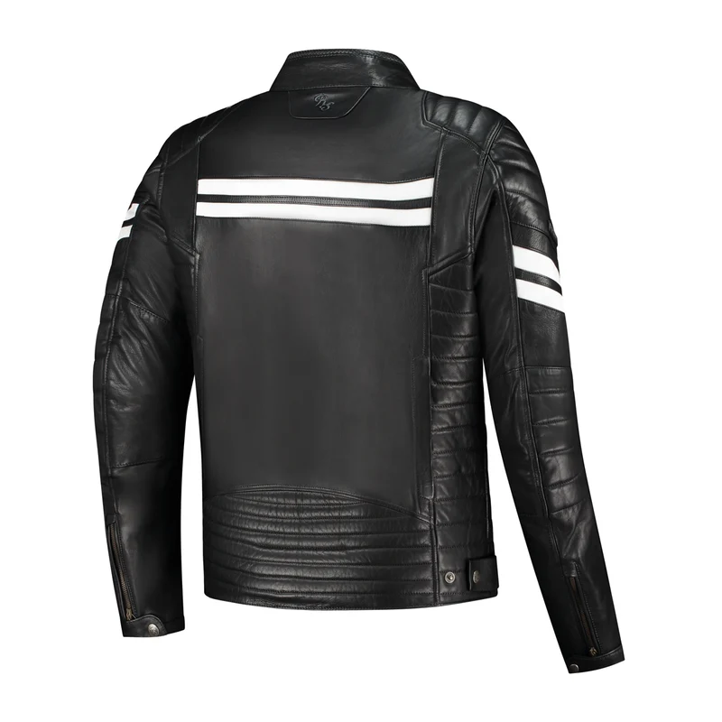 Blouson de moto homme AA - Jack Steve noir et blanc