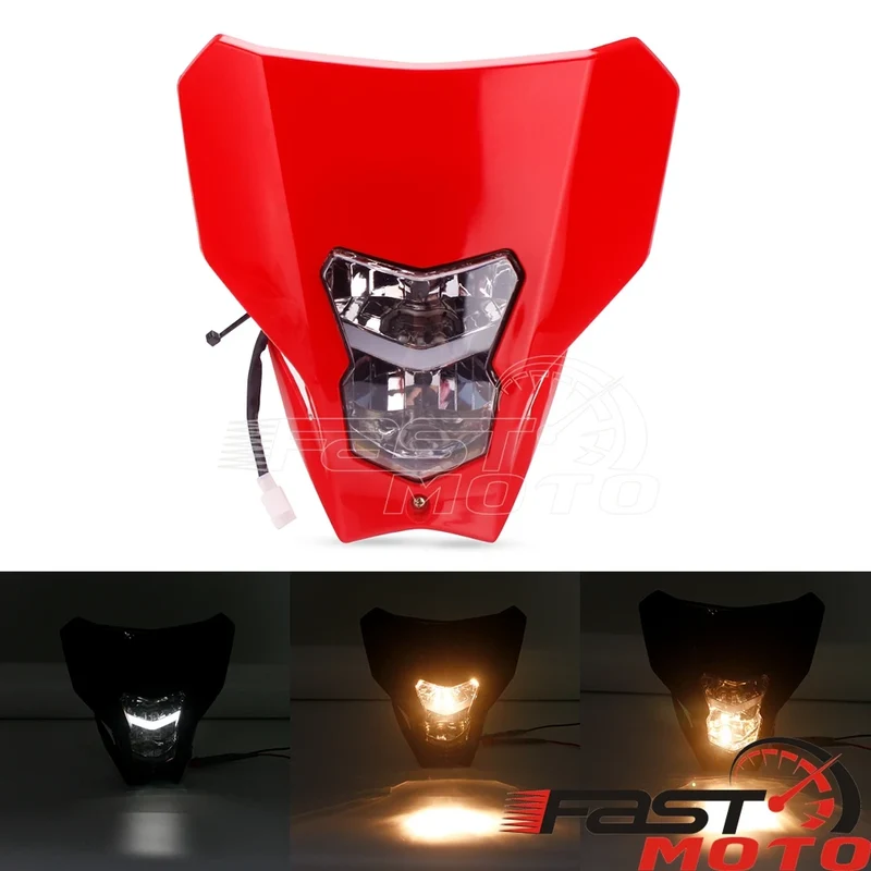 LED CRF Headlight Supermoto Redmoto Daytime Running Light Front Lamp Mask Fairing for Honda CRF CR 125 250 450 110 R X RX L