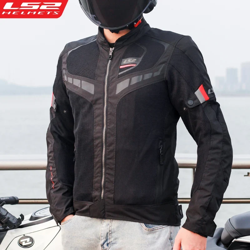 LS2 Original Motorcycle Jacket Reflective Breathable Anti Fall Motorbike Jacket Men Women Motocross Riding Clothes Racing Jacket