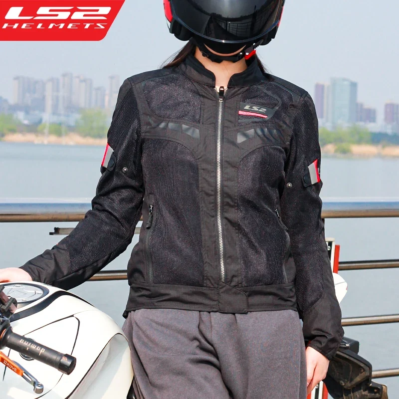 LS2 Original Motorcycle Jacket Reflective Breathable Anti Fall Motorbike Jacket Men Women Motocross Riding Clothes Racing Jacket