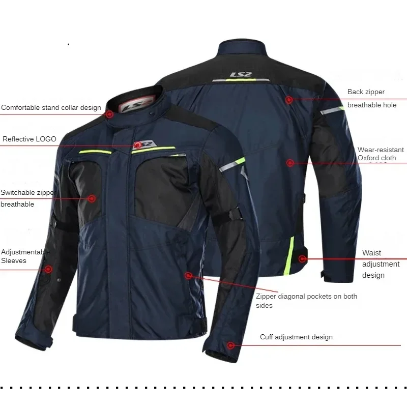 LS2 MJ-119 motorcycle jacket for men and women anti-fall warm waterproof motorcycle motorcycle four seasons