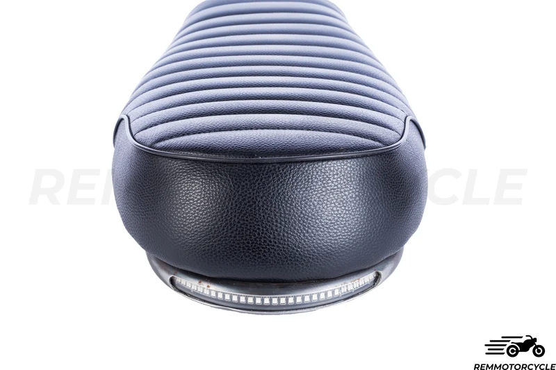 Selle Moto Noir + Boucle Plate Longue+ bande LED intégrée