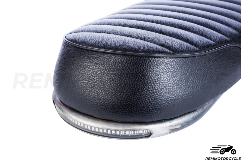 Selle Moto Noir + Boucle Plate Courte + bande LED intégrée