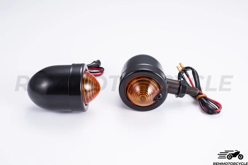 Paire de Clignotants Bullet Métal Noir ou Chrome