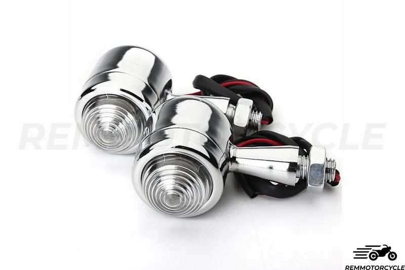Paire de Clignotants Led Bullet Noir ou Chrome Différentes Lentilles