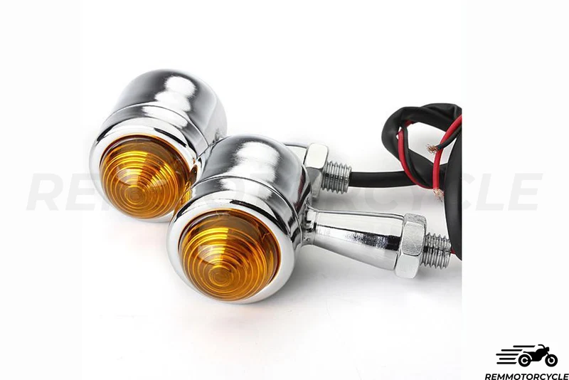 Paire de Clignotants Led Bullet Noir ou Chrome Différentes Lentilles