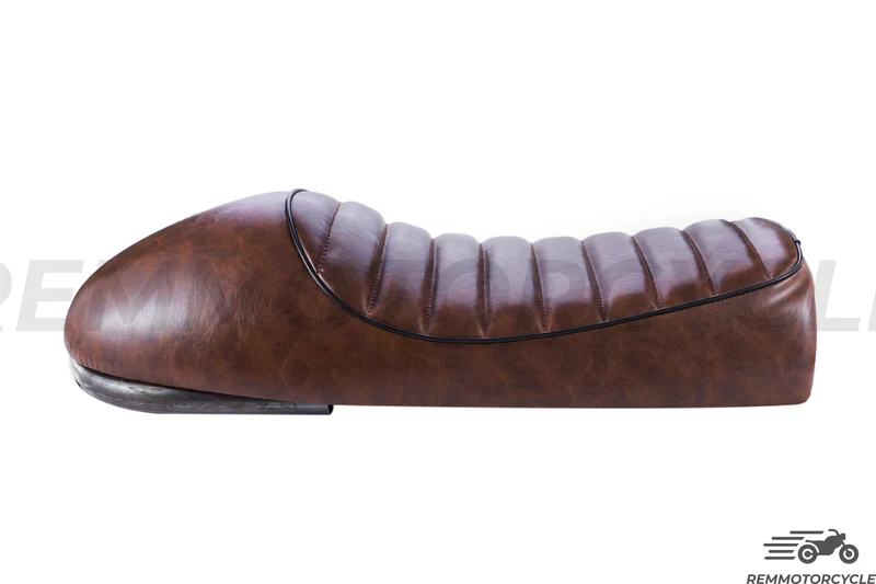 Selle Moto Vintage Marron avec Boucle de cadre et Feux LED intégrées