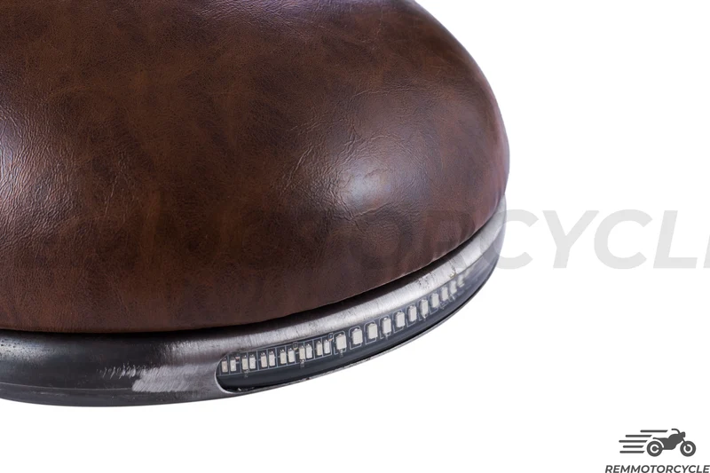 Selle Moto Vintage Marron avec Boucle de cadre et Feux LED intégrées