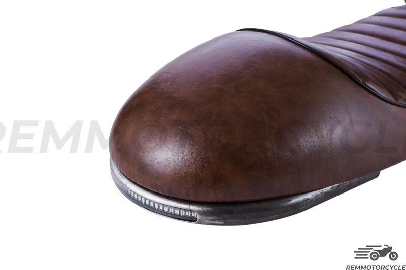 Selle Moto Vintage Marron avec Boucle de cadre et Feux LED intégrées