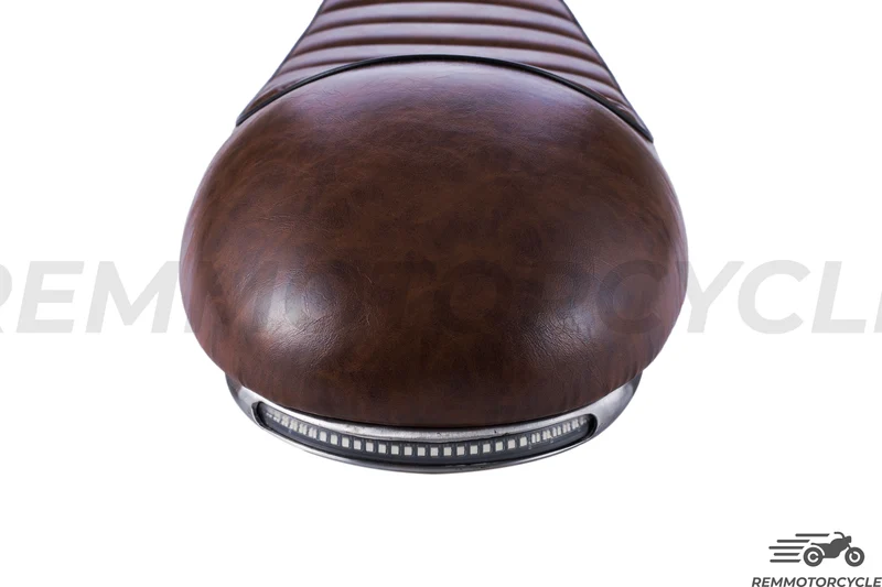 Selle Racing Marron + Boucle plate longue + LED