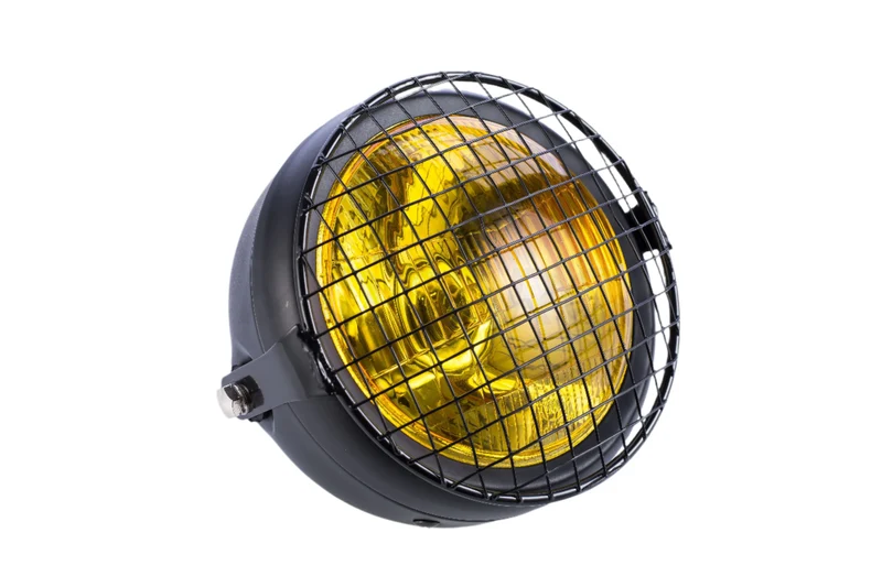 Phare Avant Vintage Scrambler Jaune avec grille