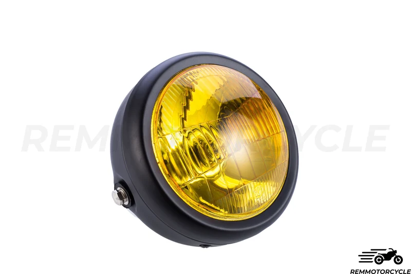Phare Avant Vintage Scrambler Jaune avec grille