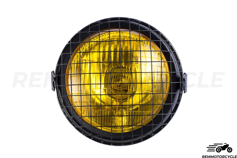 Phare Avant Vintage Scrambler Jaune avec grille