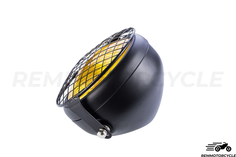 Phare Avant Vintage Scrambler Jaune avec grille