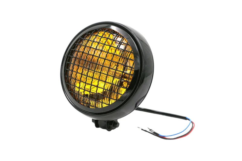 Phare Avant 15 cm Grille Supérieur Noir Vitre Jaune ou Transparente