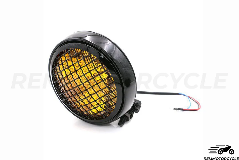 Phare Avant 15 cm Grille Supérieur Noir Vitre Jaune ou Transparente