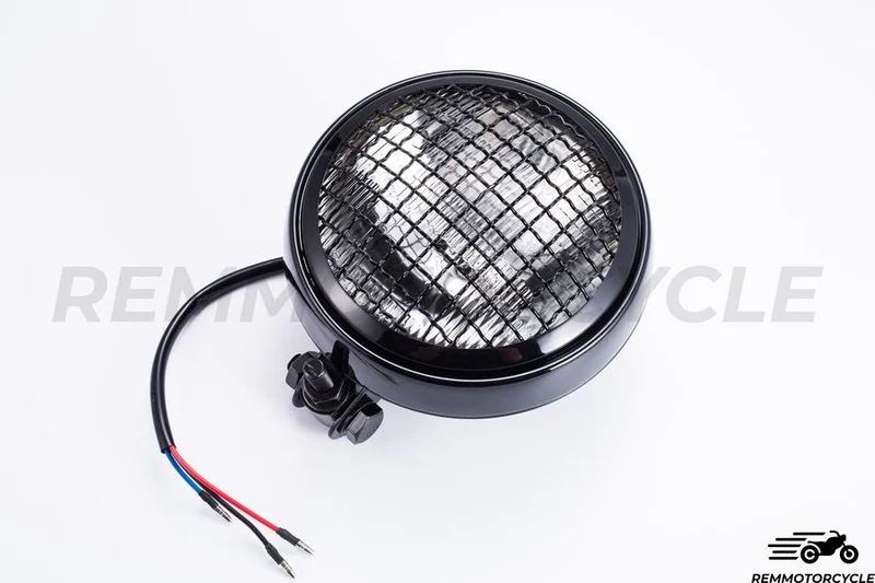 Phare Avant 15 cm Grille Supérieur Noir Vitre Jaune ou Transparente