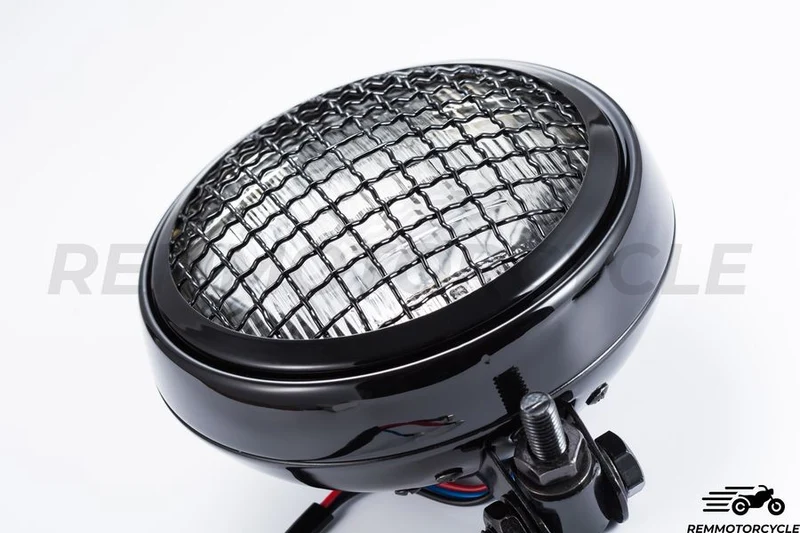 Phare Avant 15 cm Grille Supérieur Noir Vitre Jaune ou Transparente